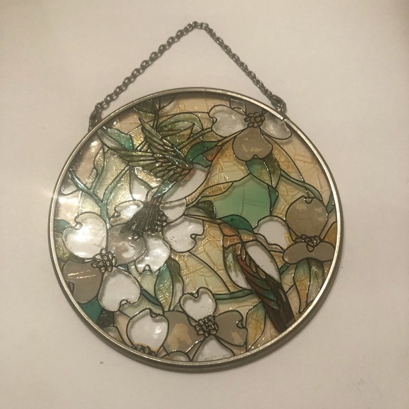 Amia Accents Vintage Amia Stained Glass Hummingbird And Flowers